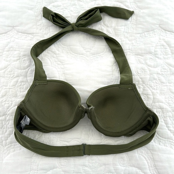 Aerie Swim Bikini Top Army Green Halter Style Size 32B XS Small EUC - Picture 2 of 3